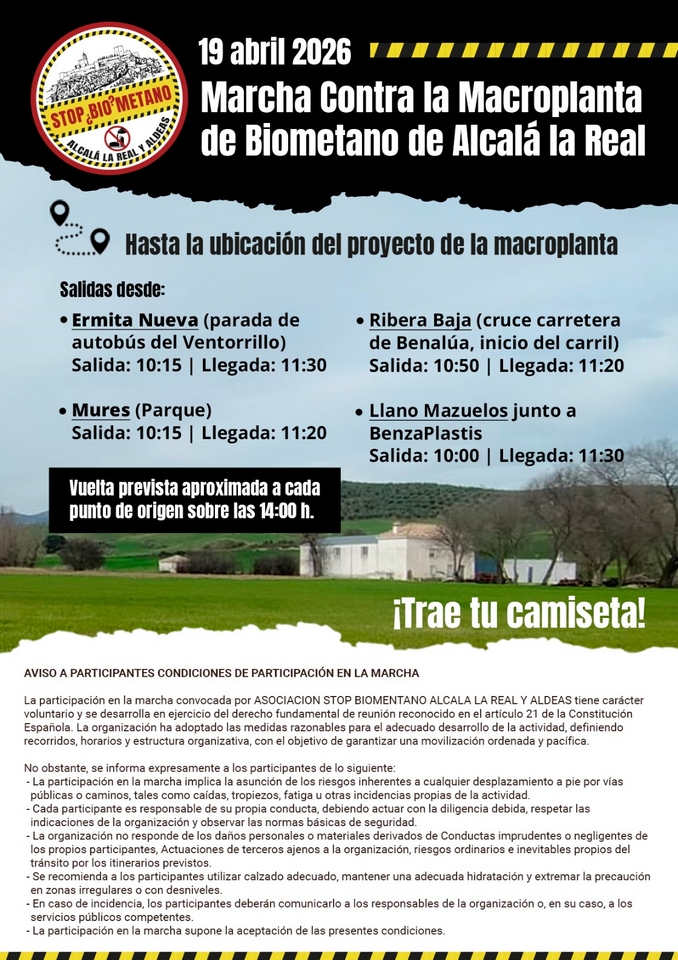 Marcha contra la planta de biometano de Alcalá la Real