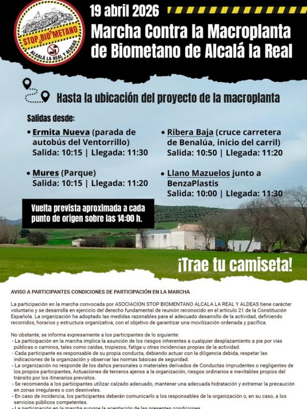 Marcha contra la planta de biometano de Alcalá la Real